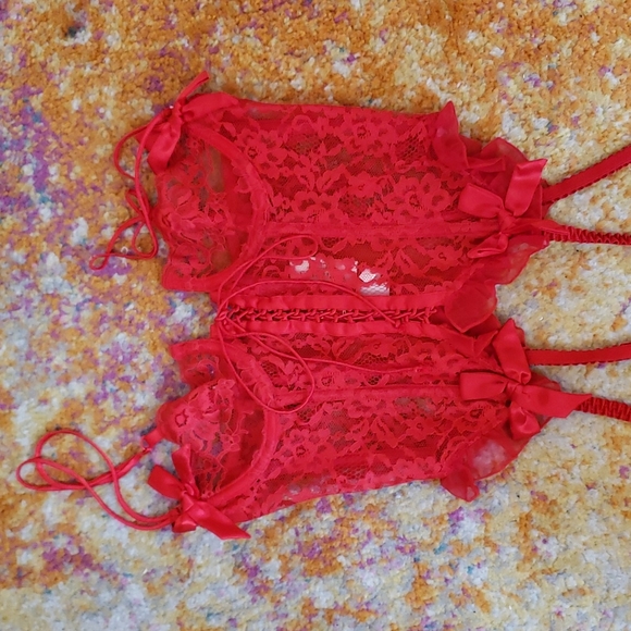 Vintage red corset bustier garter top Victoria's Secret - Picture 7 of 7